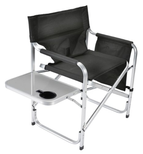 Faulkner Aluminum Director Chair With Folding Tray And Cup Holder Black
