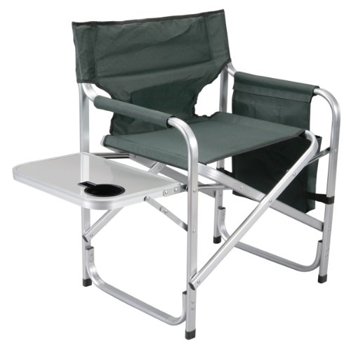 Faulkner Aluminum Director Chair With Folding Tray And Cup Holder Green