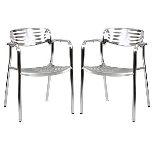 Lexmod Toledo Style Outdoor Aluminum Accent Chair Set Of 2
