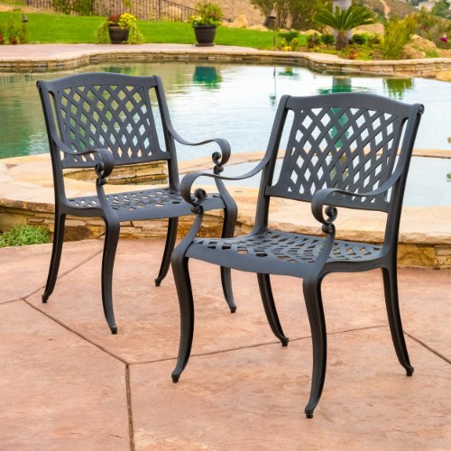 Marietta Outdoor Cast Aluminum Dining Chairs set Of 2