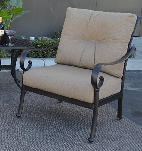 Santa Anita Outdoor Patio Set of 4 Club Chairs Dark Bronze Cast Aluminum Sunbrella Cushions