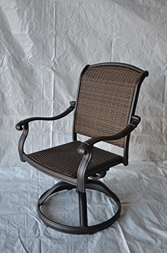 Santa Clara Outdoor Set of 4 Patio Swivel Rocker Dining Chair Dark Bronze Cast Aluminum