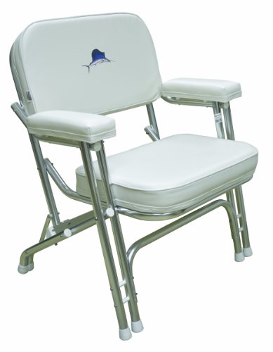 Wise Marlin Logo Folding Deck Chair With Aluminum Frame White