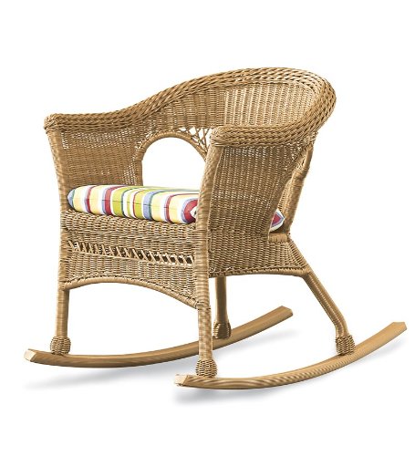 All-weather Resin Outdoor Everyday Wicker Rocker In Tan