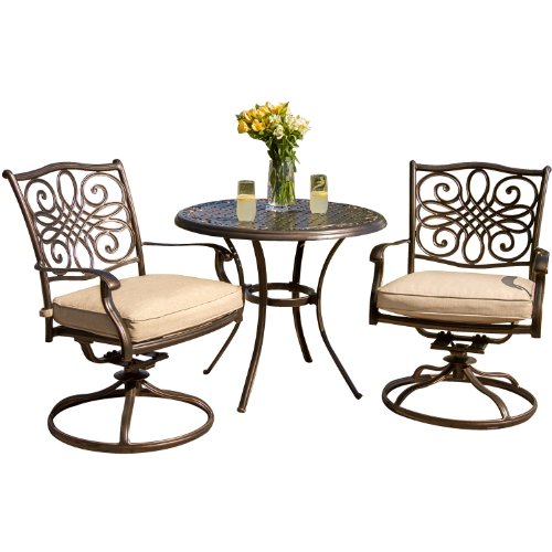 Hanover Traditions3pcsw Traditions 3-piece Deep-cushioned Outdoor Bistro Set Includes 2 Deep Cushioned Swivel-rockers