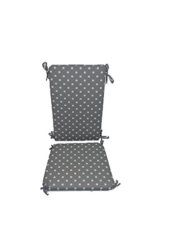 Indoor  Outdoor Gray  Grey and White Ikat Polka Dot Rocking Chair 2 Pc Foam Cushion Set ~ Fits Cracker Barrel Rocker