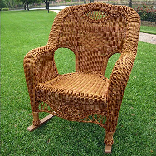 International Caravan Resin Wicker IndoorOutdoor Rocker Antique Moss