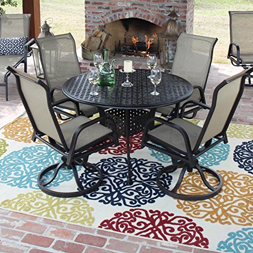 Madison Bay 5 Piece Sling Patio Dining Set With Swivel Rockers And Round Table By Lakeview Outdoor Designs