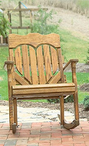 Pine Wood High Back Heart Outdoor Rocker Pine