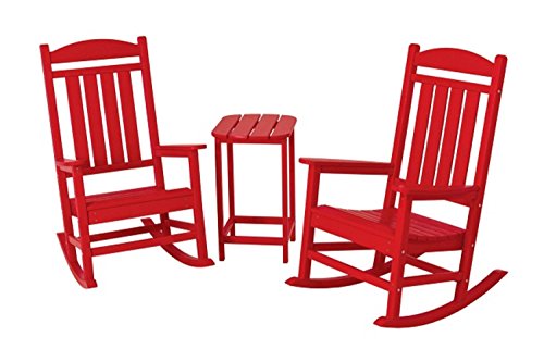 Recycled Earth-Friendly 3-Piece Patio Outdoor Rocker Furniture Set -Sunset Red