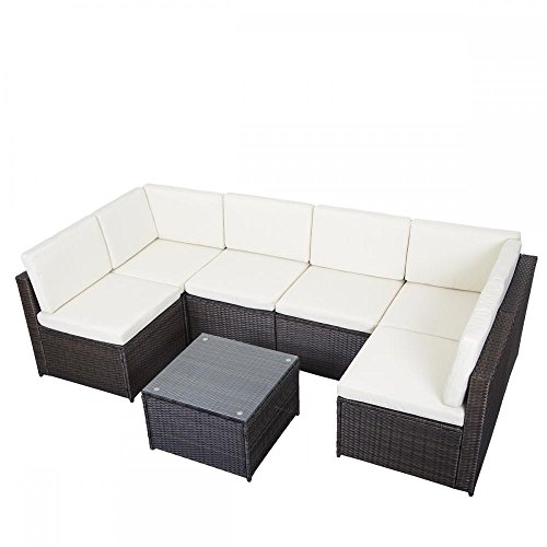 7 Pcs Outdoor Patio Sofa Set Sectional Furniture PE Wicker Rattan Deck Couch