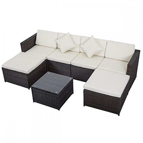 7 Pcs Outdoor Patio Sofa Set Sectional Furniture PE Wicker Rattan Deck Couch