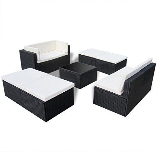 Anself 9 Piece Outdoor Patio Sofa Set Sectional Furniture Black