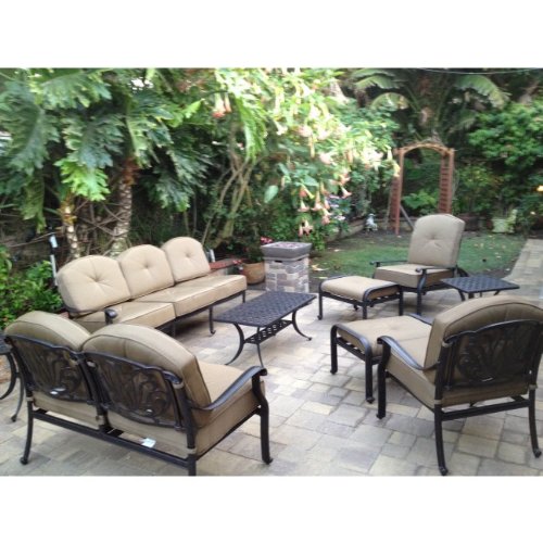 Heritage Outdoor Living Elisabeth Cast Aluminum 9pc Outdoor Patio Sofa Deep Seating Chat Set - Antique Bronze