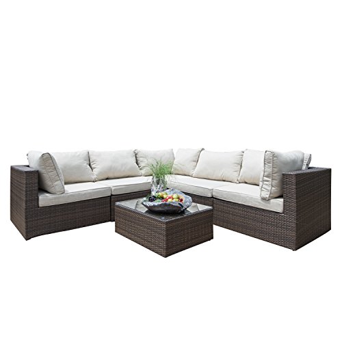 Supernova Outdoor Patio 6pc Sectional Furniture Pe Wicker Rattan Sofa Set Deck Couch