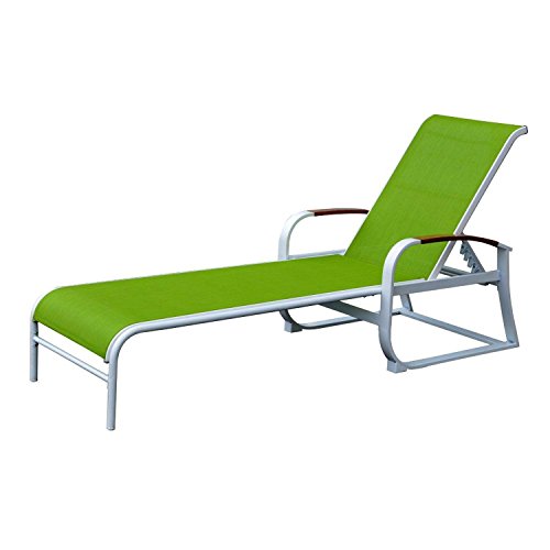 Eshion Outdoor Adjustable Sling Longue Steel Tube Stackable Lounge Chair Garden Patio Chair US Stock Green