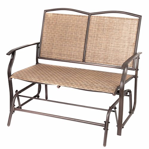 Naturefun Patio Swing Glider Bench Chair Garden Glider Rocking Loveseat Chair All Weatherproof Brown