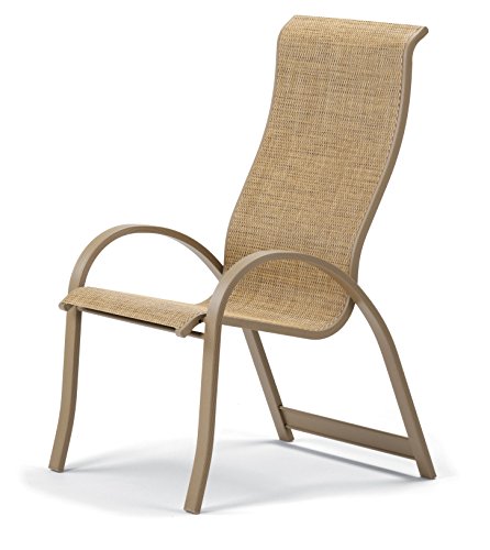 Telescope Casual Furniture Aruba II Sling Collection Supreme Stacking Aluminum Arm Chair Bark Aged Bronze Finish