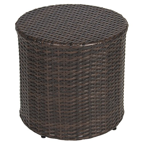 Best Choice Products Outdoor Wicker Rattan Barrel Side Table Patio Furniture Garden Backyard Pool