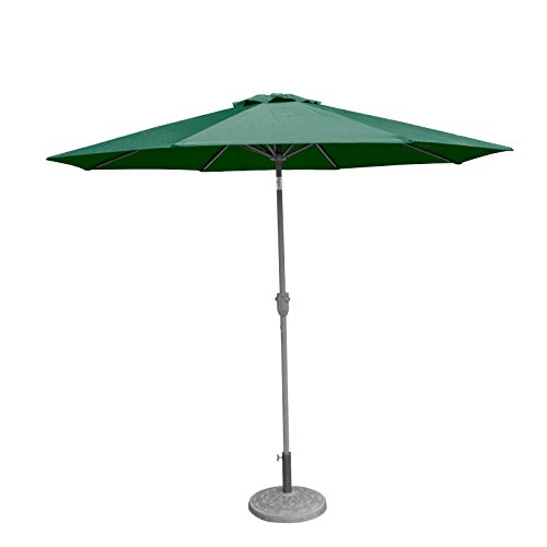 CASUN GARDEN 9 Ft Patio Outdoor Aluminum Umbrella Market Table Sunshade with Tilt and Crank Dark Green
