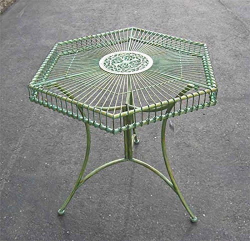 Garden Patio Table Hexagon Shaped Antique Green - Iron
