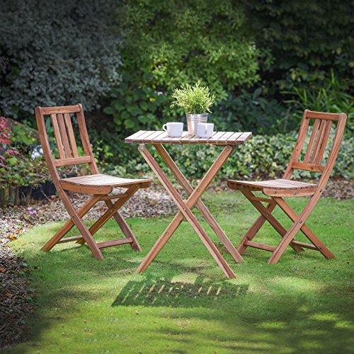 Plant Theatre Folding Hardwood Bistro Set Garden Patio Tableamp Chairs - Superb Quality