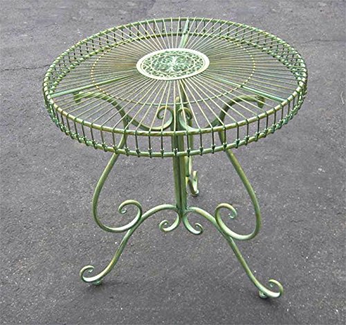 Round Garden Patio Table Antique Green - Iron