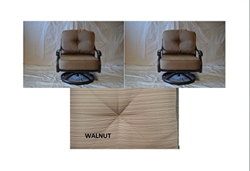 Elizabeth Outdoor Patio 2 Swivel Rocker Club Chairs Cast Aluminum Dark Bronze Walnut Cushions
