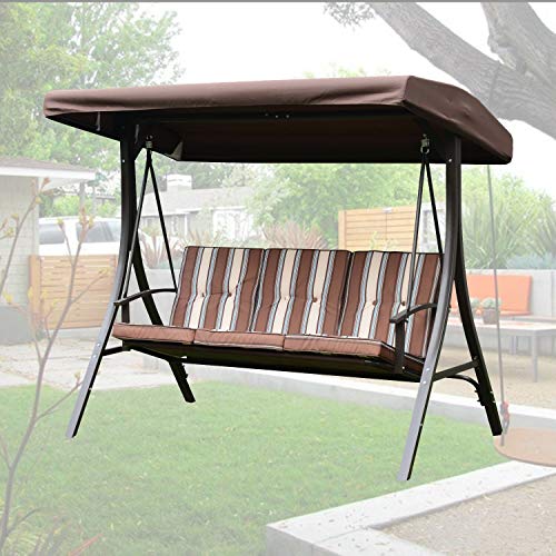 AlekShop Outdoor Gazebo Swing Sling Awning Chair Sofa Bench 3 Person wCanopy Removable Cushion Patio Porch Furniture Hammock Steel Lounge Garden Yard