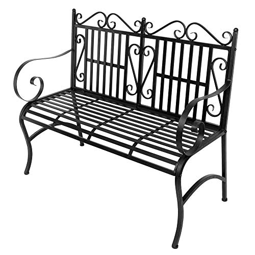 Metal Garden Bench Outdoor Patio Furniture Back Yard Iron Porch Seat Steel