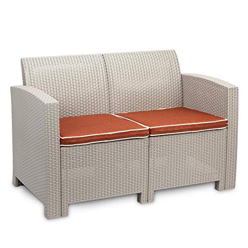 Patio Porch Furniture Sets - Gray White-Love Seat and Coffee Table