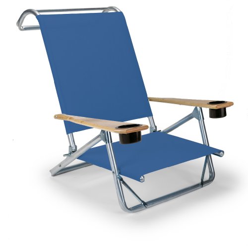 Telescope Casual Original Mini-sun Chaise Folding Beach Arm Chair With Cup Holders Cobalt