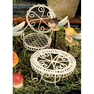 2 Piece Fairy Garden Table and Chair Figurine Set