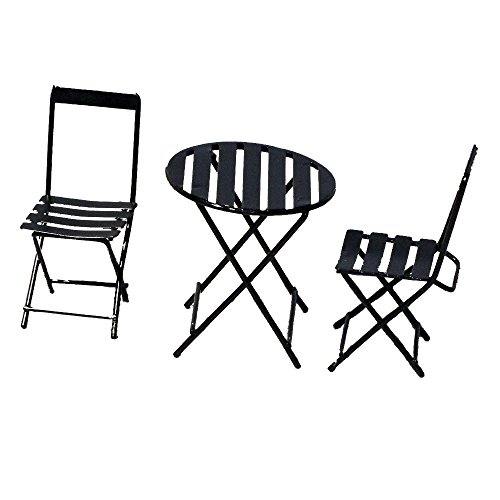 Provence BF2791 Iron Mini Fairy Garden Table Chair Set of 3 Black