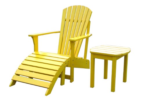 International Concepts 3-piece Adirondack Chair Set With Footrest And Side Table Yellow