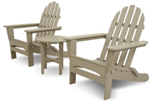 Ivy Terrace IVS118-1-SA Classics 3-Piece Folding Adirondack Set Sand