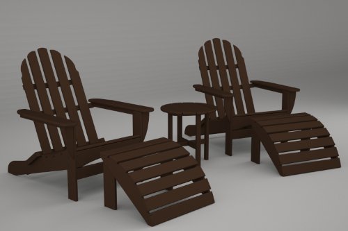 POLYWOOD PWS112-1-MA Classic Oversized Curveback Adirondack 5-Pc Casual Set Mahogany