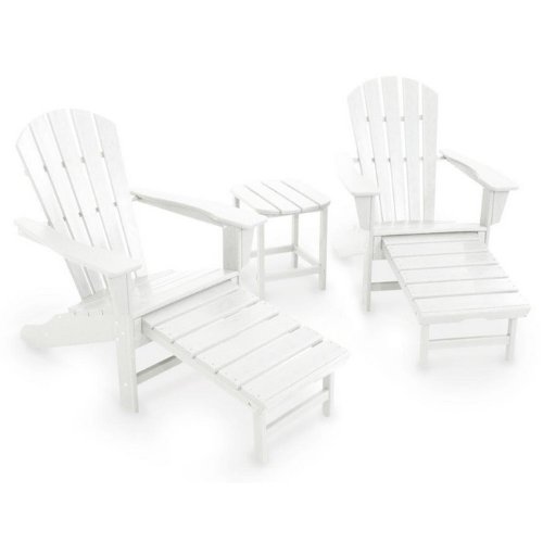 Polywood PWS173-1-WH South Beach Ultimate Adirondack Set White 3 Piece