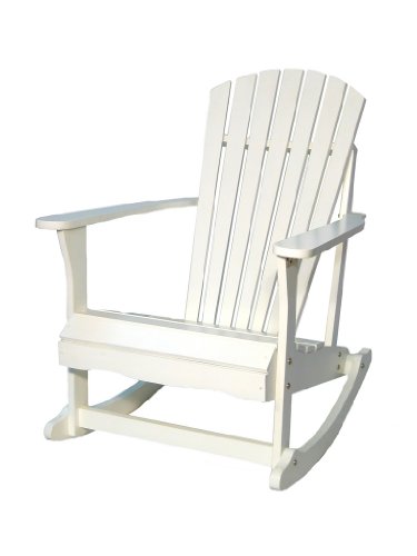 SOLID ACACIA  TEAK ADIRONDACK PORCH ROCKER - WHITE PAINTED