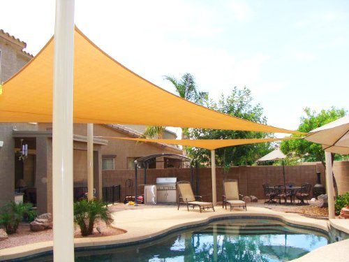 Big 20x20x20 Oversized Triangle Garden Patio Sun Sail Shade 20 Ft  Color Desert Sand