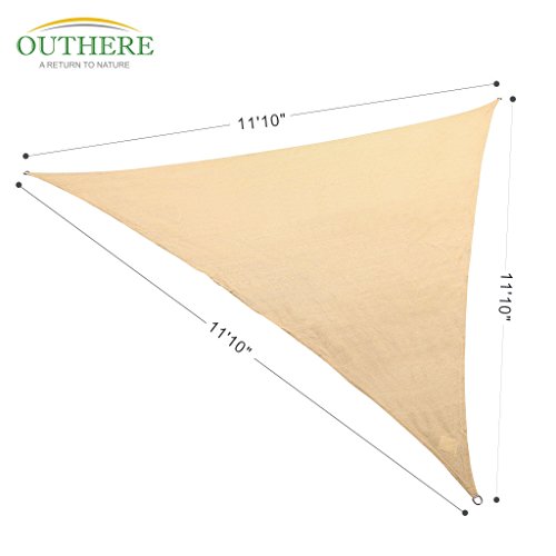 Outhere 1110X1110X1110 Sun Shade Sail Triangle Canopy - Durable Outdoor UV Shelter for Patio Lawn - Golden Sand Color