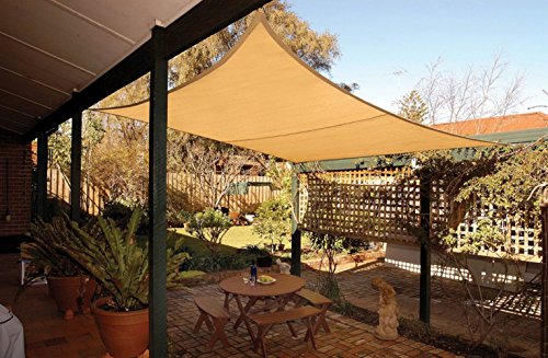 Shade&Beyond 8x10 Rectangle Sun Shade Sail Canopy for Patio with D rings - 3rd Generation Beige