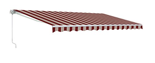 Aleko&reg 12x10 Feet Retractable Patio Awning Multistripe Red 35m X 3m