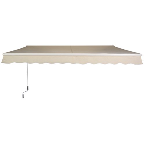 Goplus&reg Manual Patio 64&times5 Retractable Deck Awning Sunshade Shelter Canopy Outdoor New beige