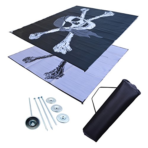 Rv Patio Mat Awning Mat Outdoor Leisure Mat 9x12 Pirate Flag Complete Kit