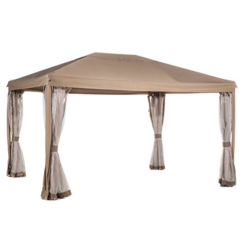 Abba Patio 10x13 Feet Fully Enclosed Garden Gazebo Patio Canopy with Mosquito Netting - Brown