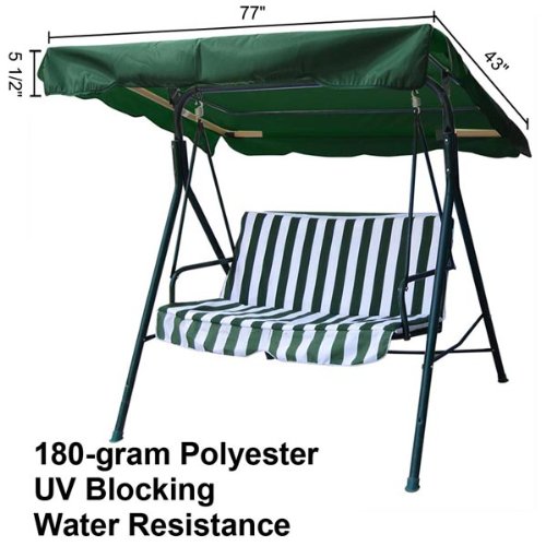 Durable Green Polyester Home Outdoor Patio Swing Canopy Replacement 6 13ft 77&quot X 43&quot Porch Lawn Top Shade Cover