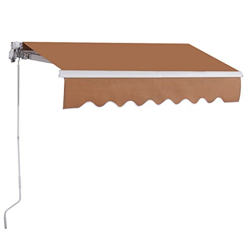 GoplusÂ Manual Retractable Awning Patio Canopy Deck Sunshade Shelter 131X98 Beige