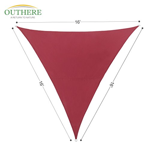 Outhere 16x16x16 Waterproof Sun Shade Sail Triangle - Oversize Durable Outdoor Canopy Uv Shelter For Patio