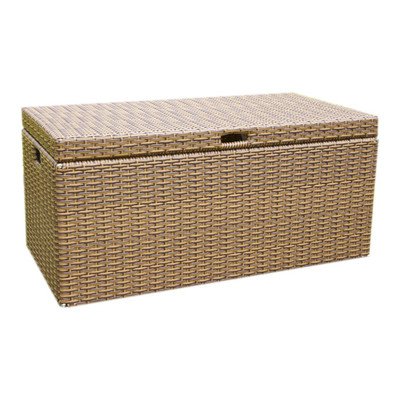 Jeco Wicker Patio Storage Deck Box in Honey